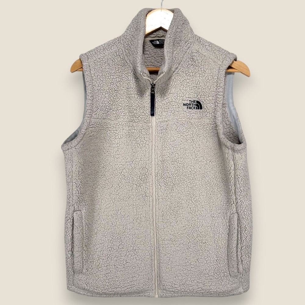 The North Face Deep Pile Fleece Vest Youth XL (18/20) Beige Full Zip Jacket - Picture 1 of 13